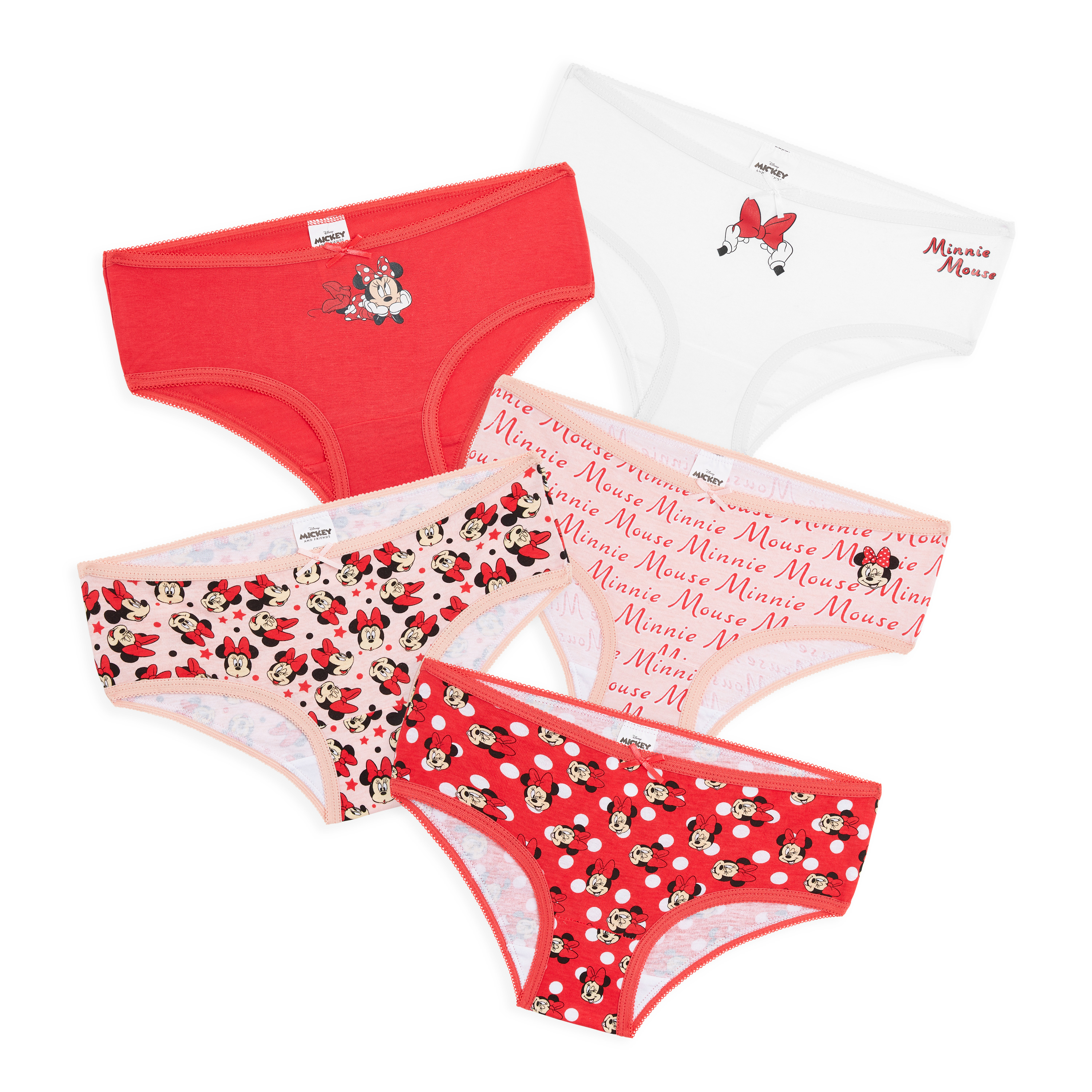 Minnie Mouse Pack of 5 Cotton Knickers Underwear for Toddler and Girl